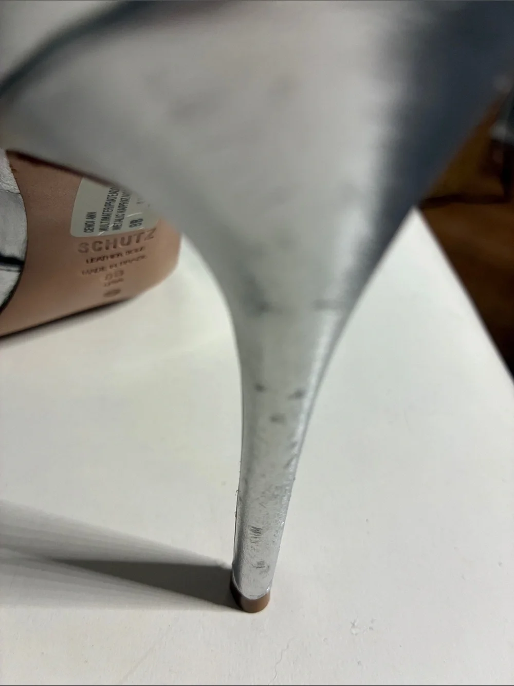 SCHUTZ Metallic Silver Pointed-Toe Cutout Pumps